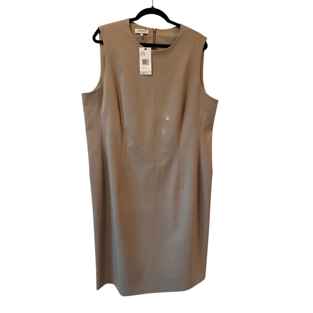 NWT Lafayette 148 New York Harpson Taupe Stretch Wool Twill Dress, 18